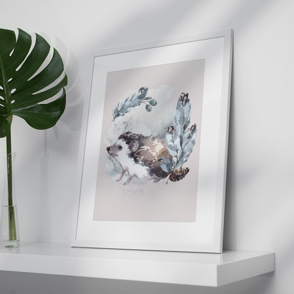 Watercolor Hedgehog Wall Art Print Poster Unframed - Picture 11 of 17